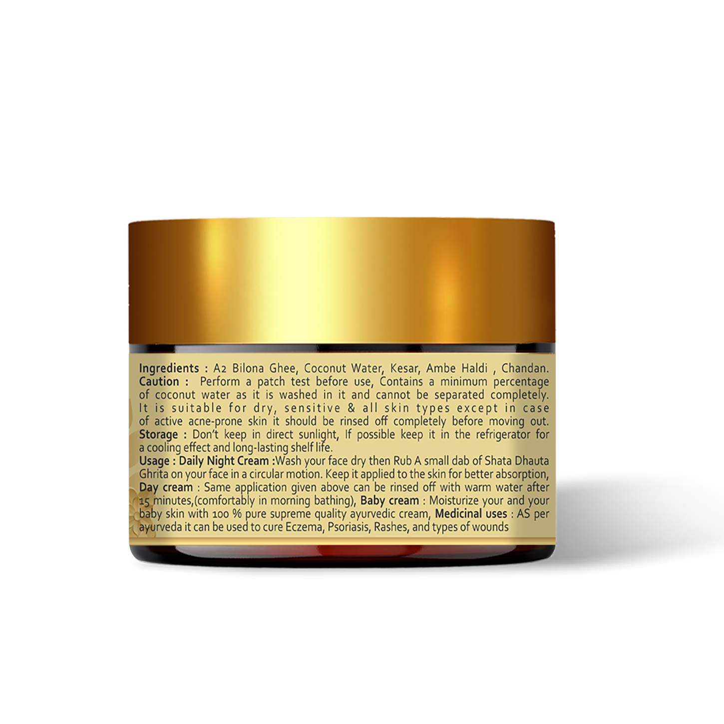 Shata Dhauta Ghritah 100 Times Washed Ghee Free Virgin Coconut Oil (One Of The Supreme Skin-Beautifying Natural Cream) 40 Gm