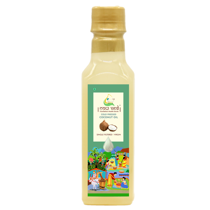 Coconut Oil, Cold Pressed, Single Filtered, Unrefined, Kerala Coconuts,250 Ml